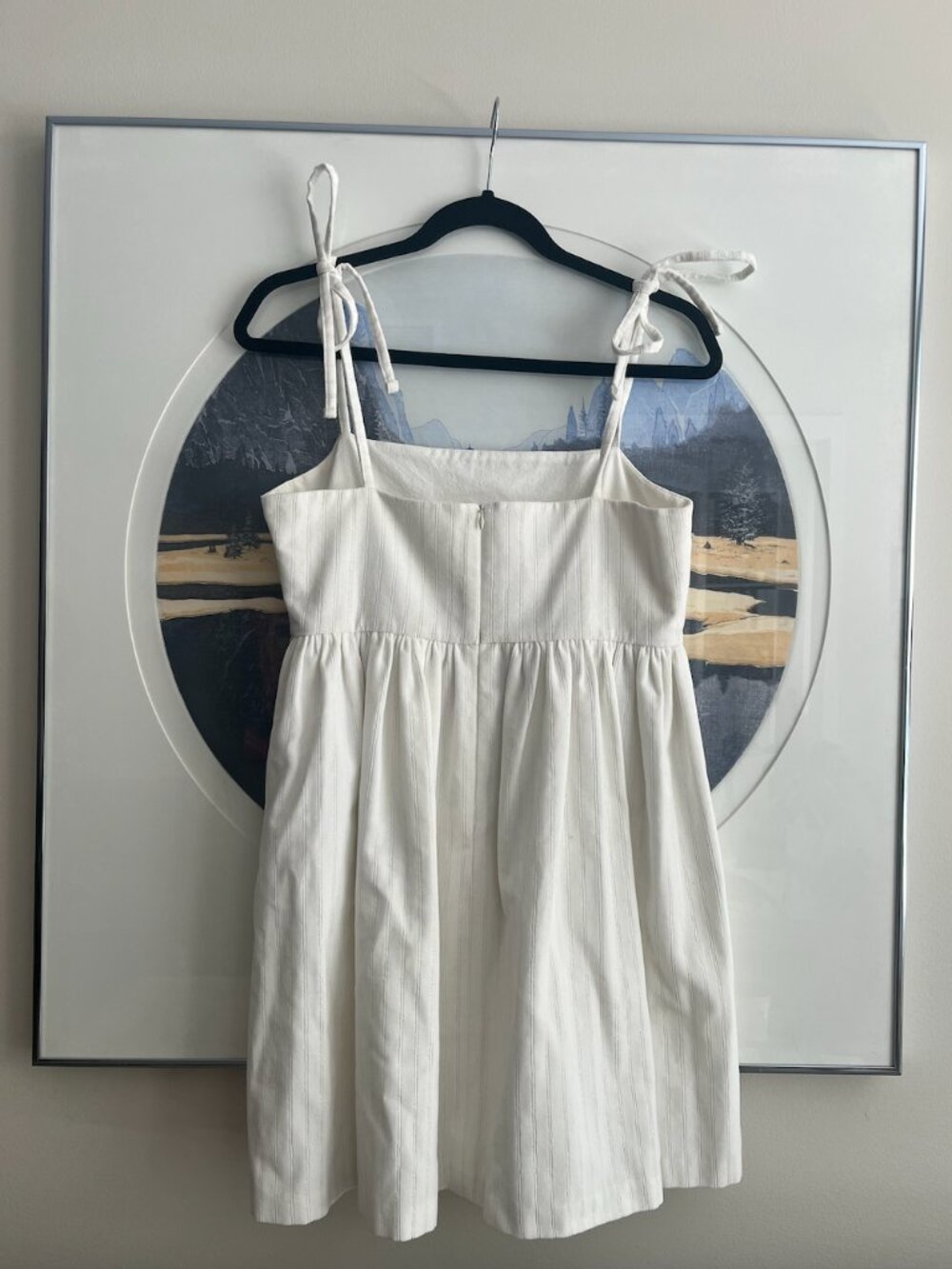 White Mini Dress w/ Silver Pinstripes - Picture 2 of 4